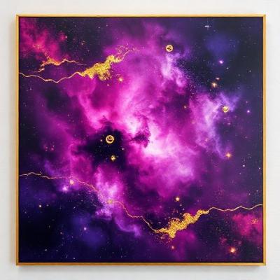 Luxurious golden galaxy art print